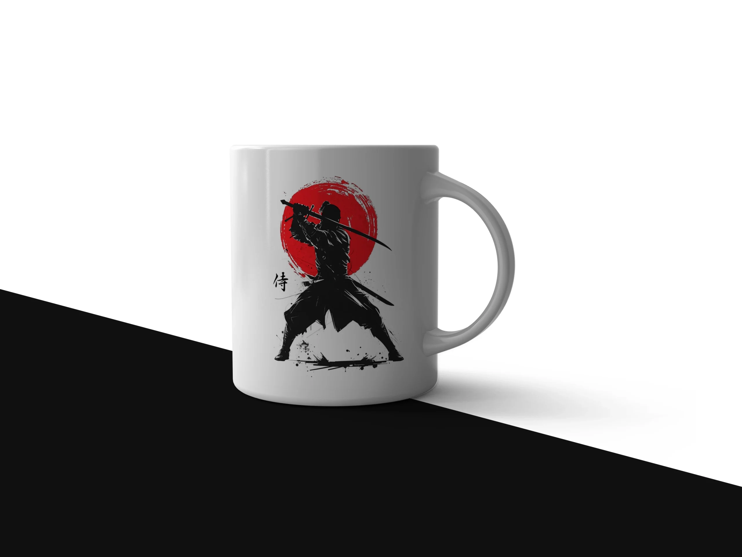 Red Sun Samurai Ceramic Mug
