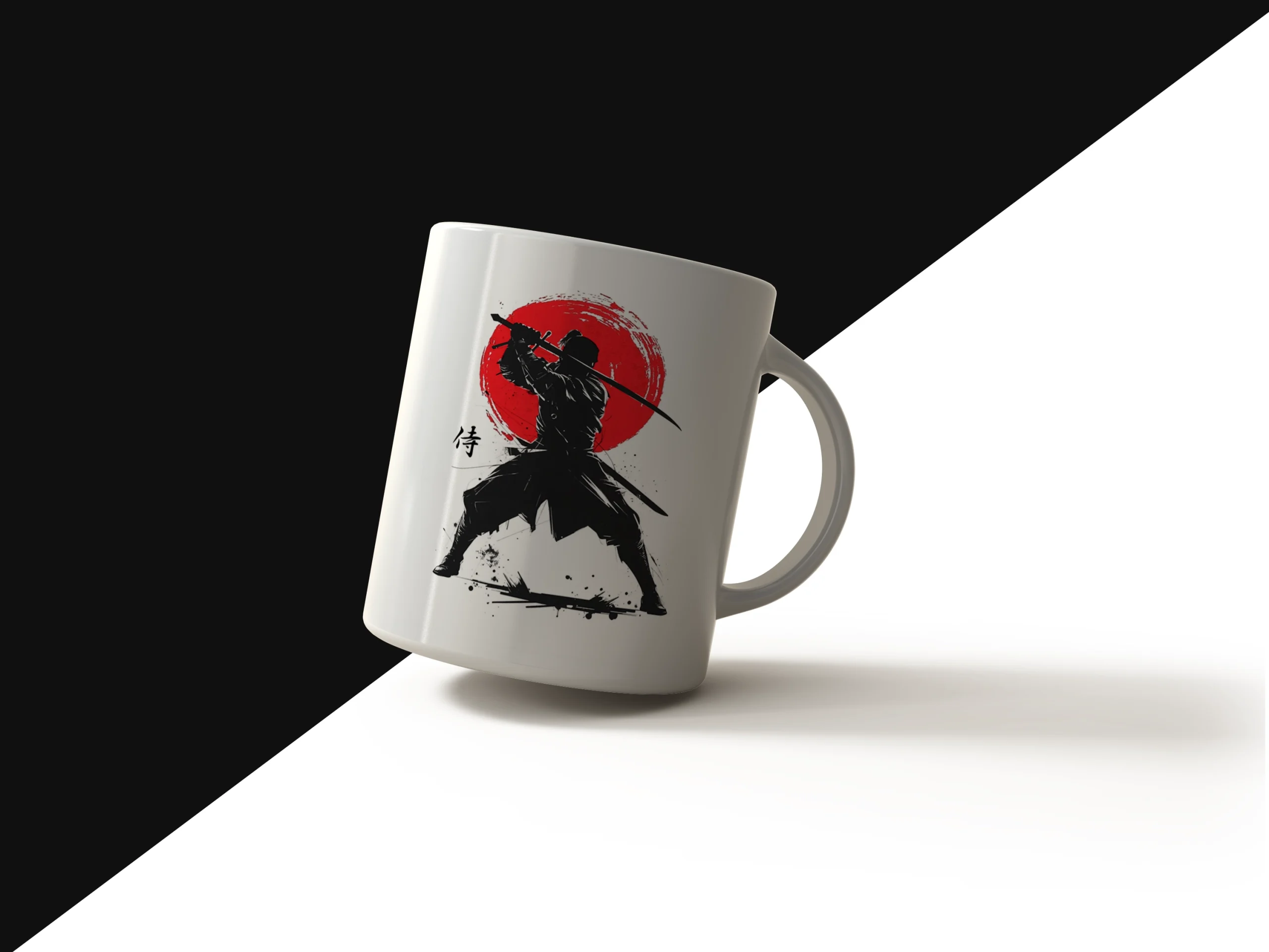 Red Sun Samurai Ceramic Mug