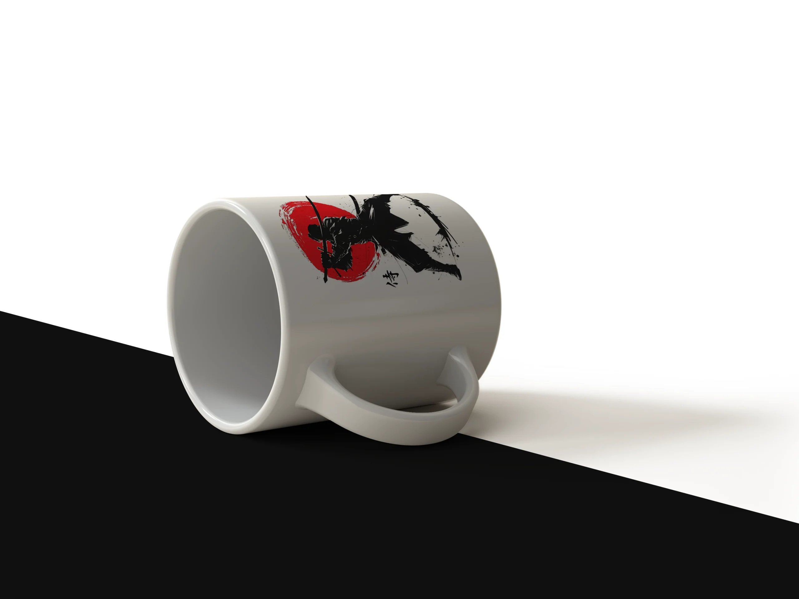 Red Sun Samurai Ceramic Mug