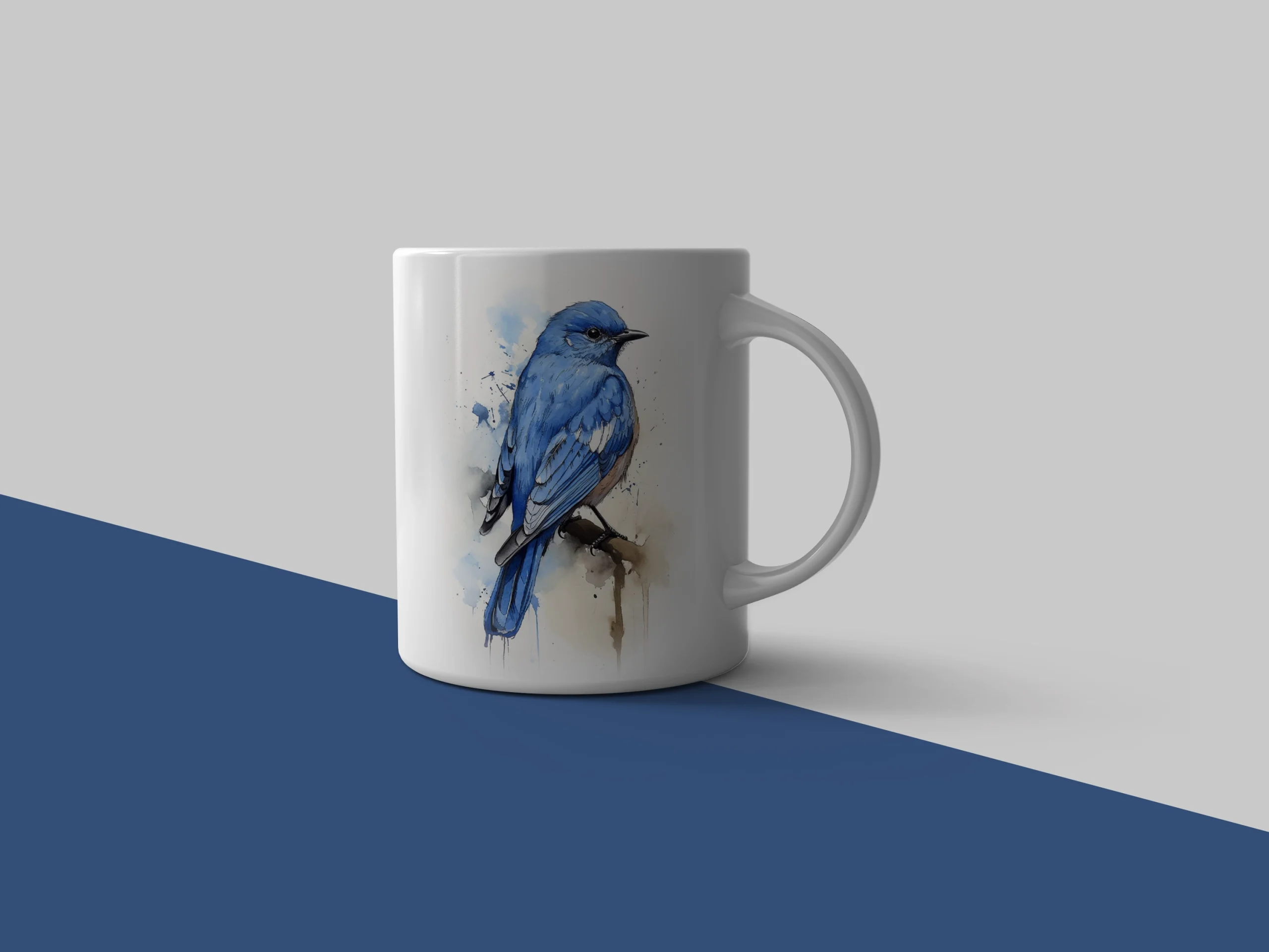 Watercolor Bluebird on Branch Mug