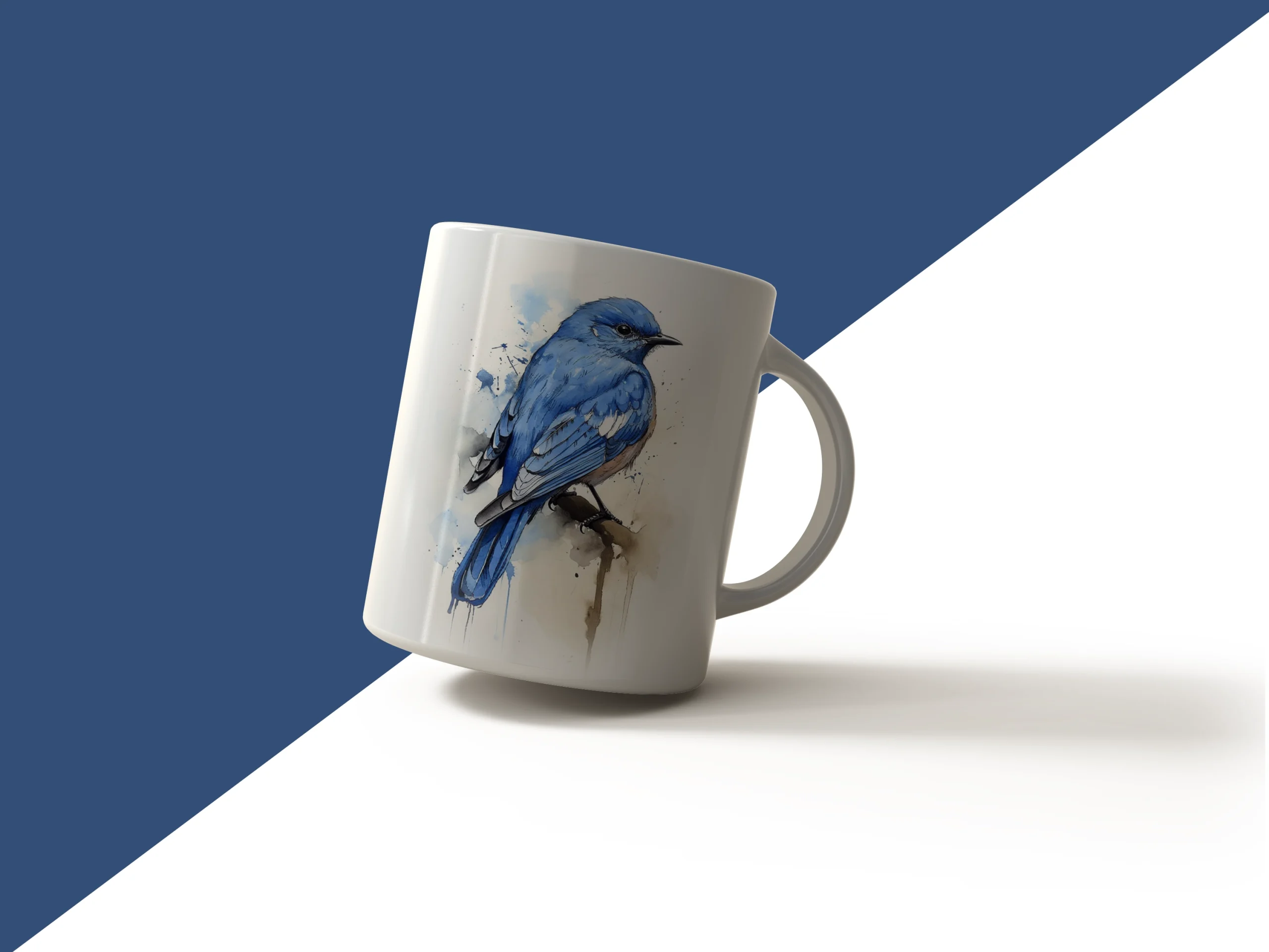 Watercolor Bluebird on Branch Mug