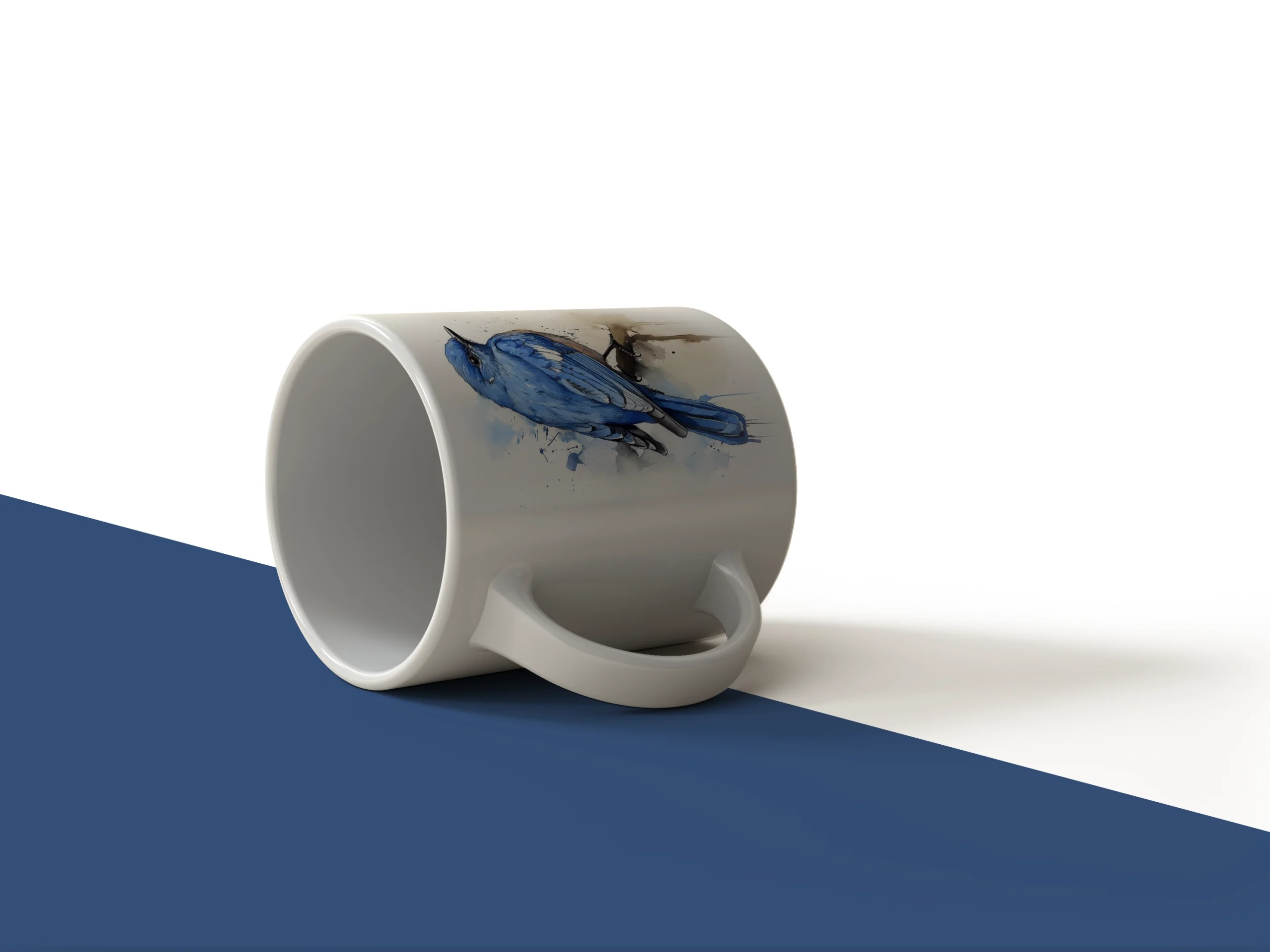 Watercolor Bluebird on Branch Mug