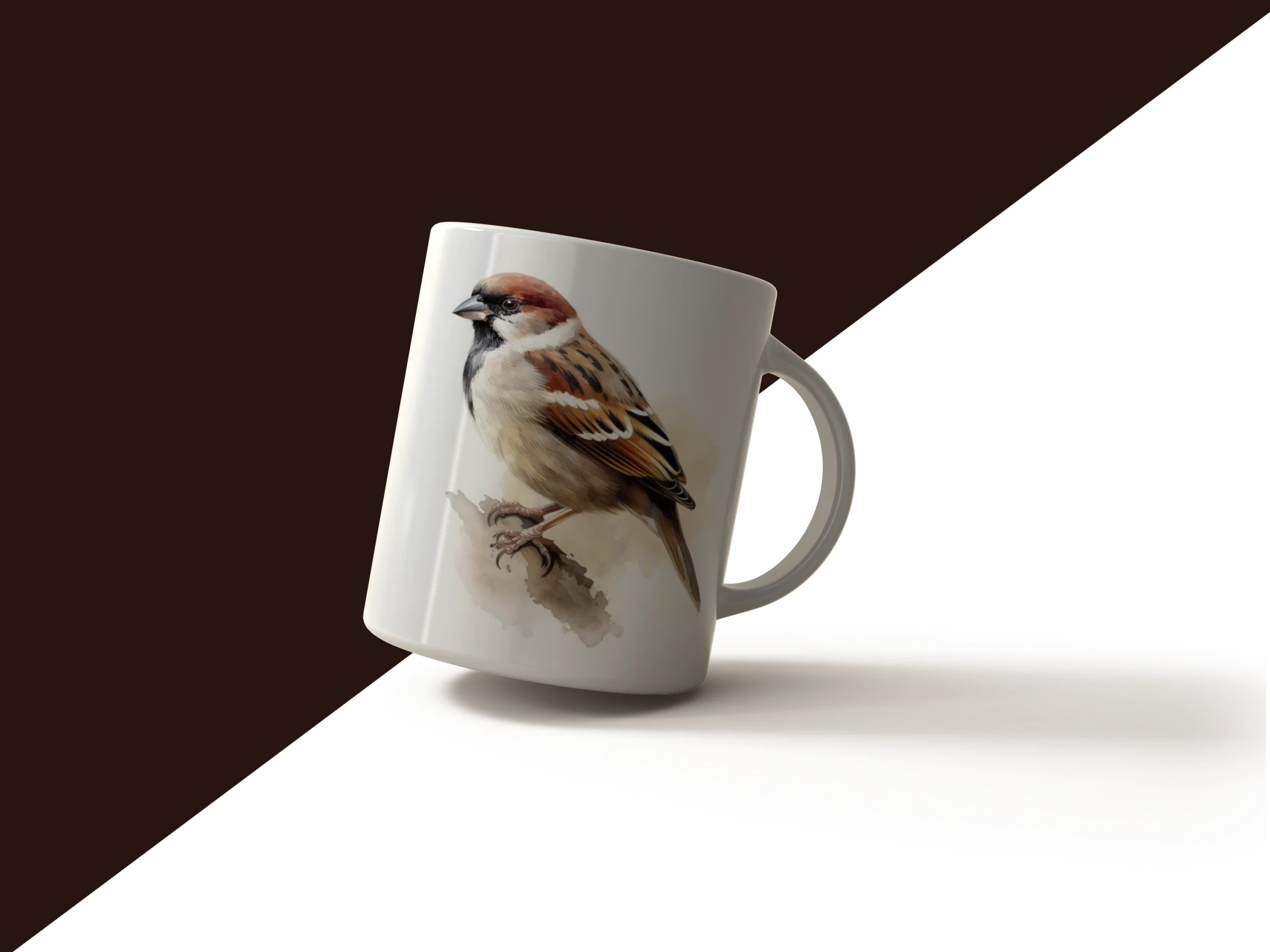 Single Sparrow Ceramic Mug