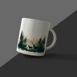 Misty Pine Deer Ceramic Mug