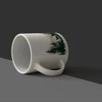 Misty Pine Deer Ceramic Mug
