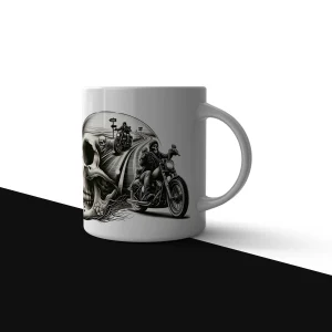 Skull and Biker Highway Route Mug