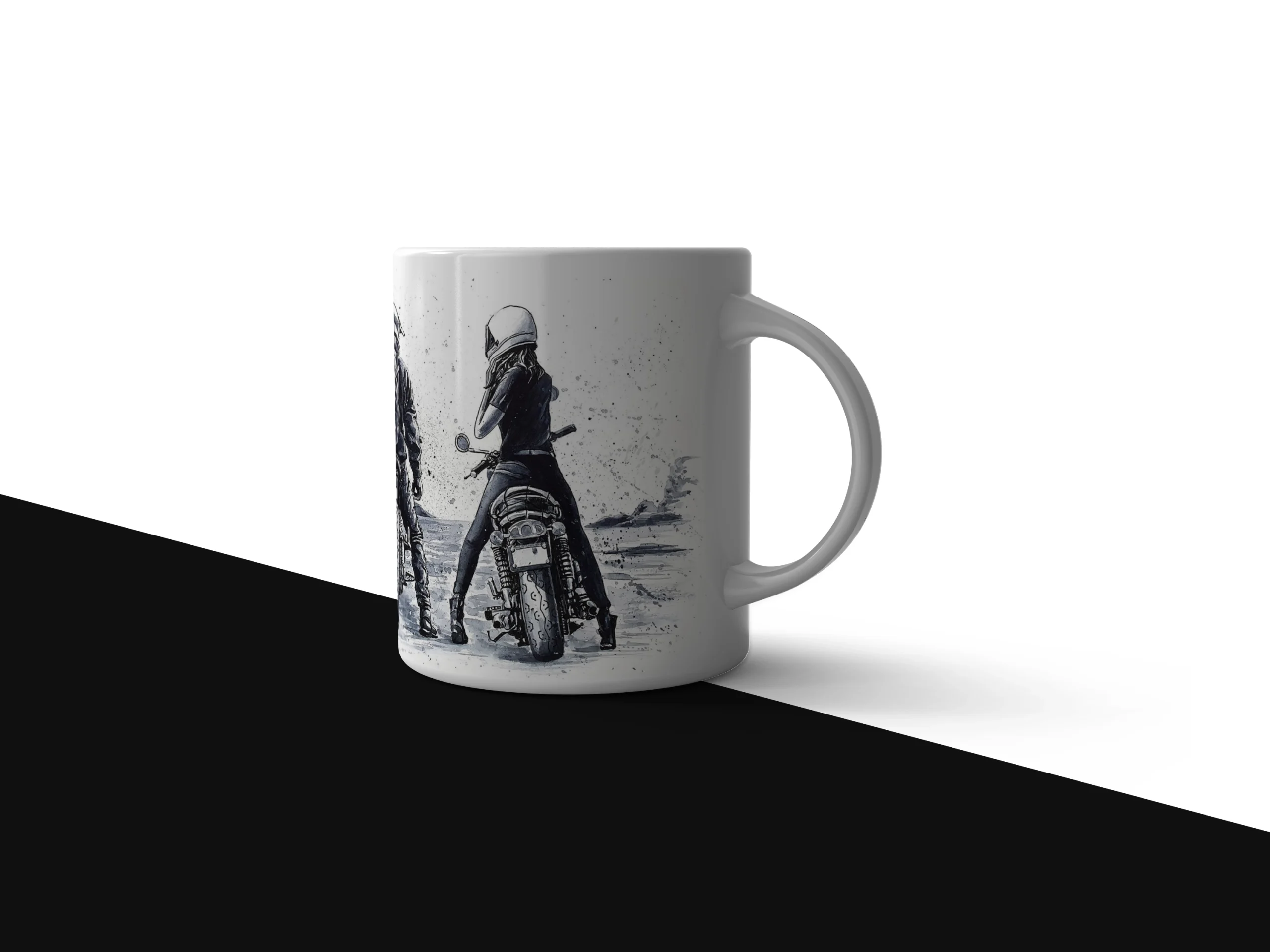 Biker Couple Road Trip Sketch Mug