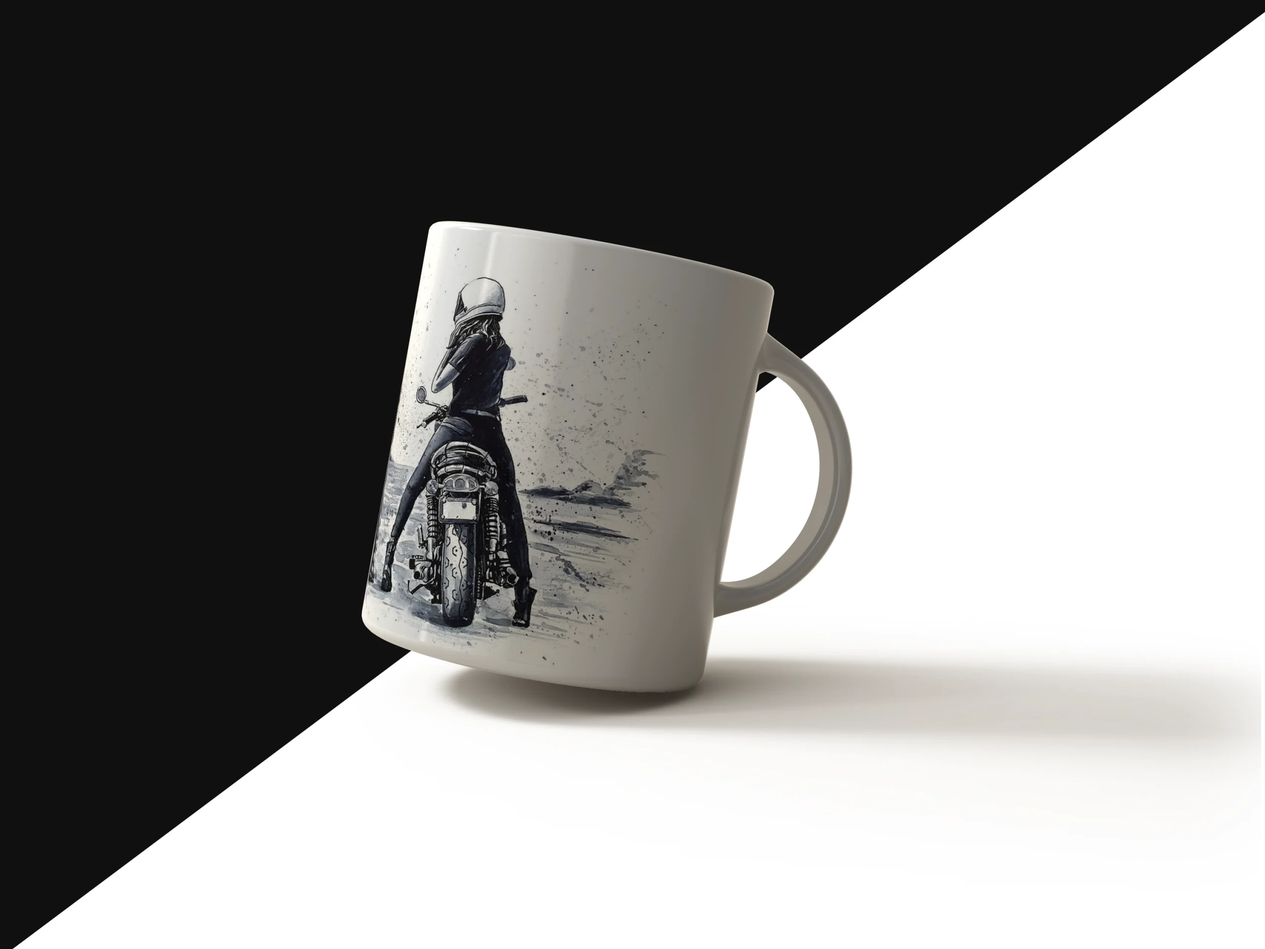 Biker Couple Road Trip Sketch Mug