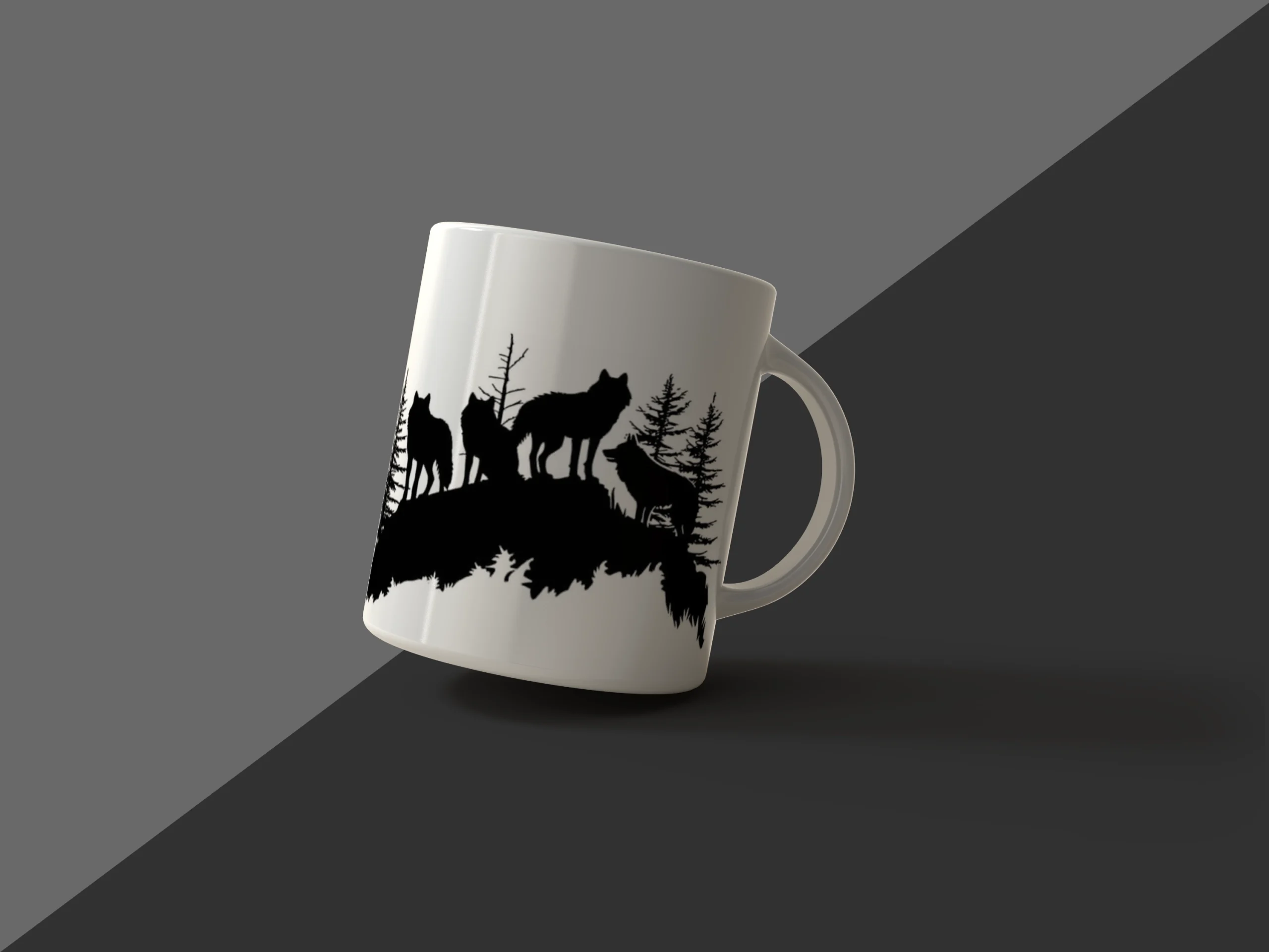Wild Wolf Pack Silhouette Mug