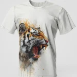 Aggressive Tiger Watercolor T-Shirt