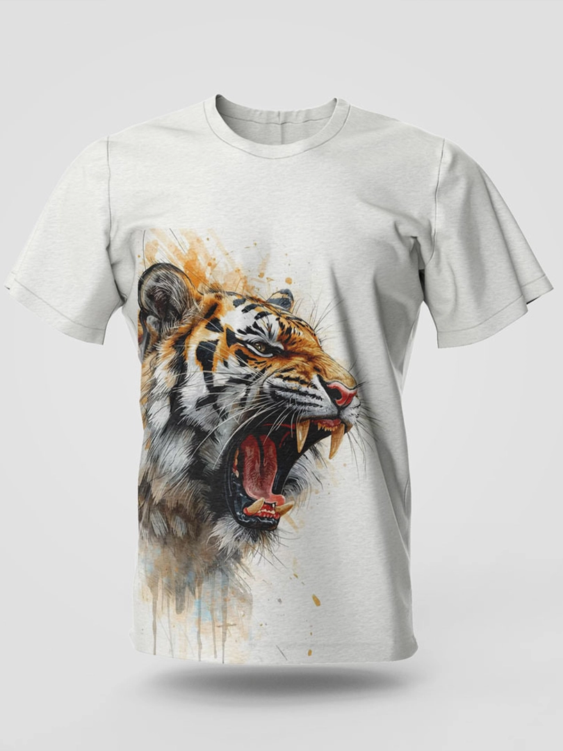 Aggressive Tiger Watercolor T-Shirt