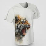 Aggressive Tiger Watercolor T-Shirt