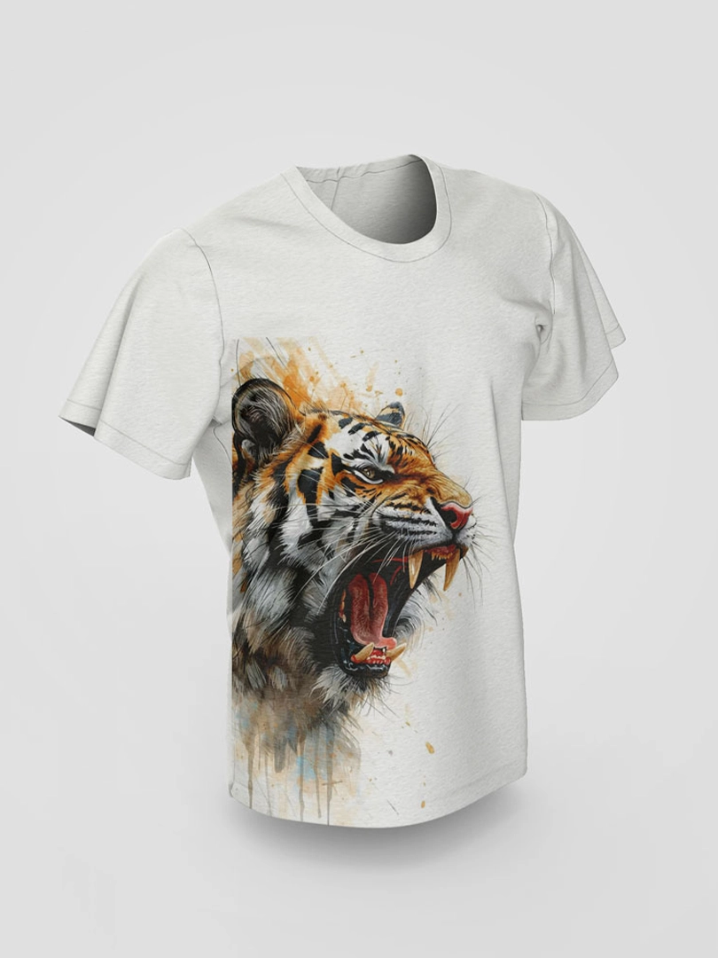 Aggressive Tiger Watercolor T-Shirt