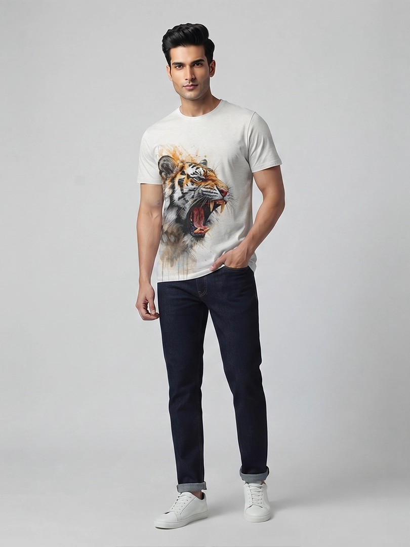 Aggressive Tiger Watercolor T-Shirt