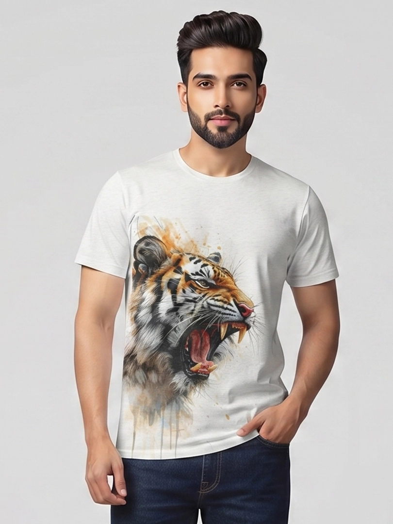 Aggressive Tiger Watercolor T-Shirt