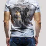 African Elephant Sunset Back Print T-Shirt